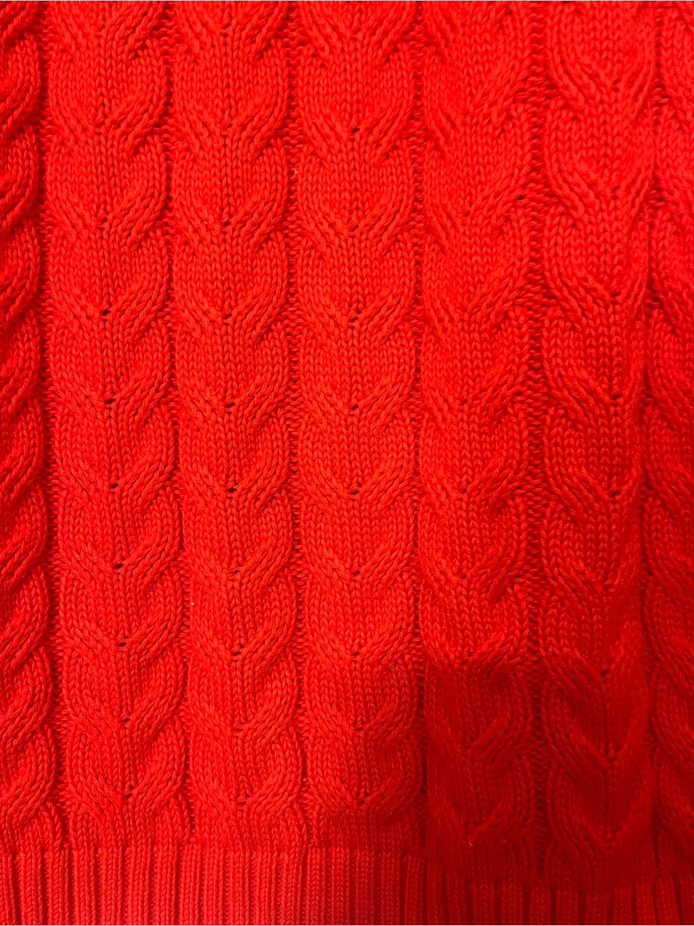 Lands End Red 100% Cotton Drifter Classic Cable Knit Sweater size L - Picture 7 of 10